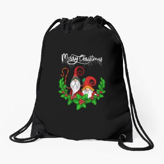 Merry Christmas Gnomes Xmas Family Men Women Drawstring Bags