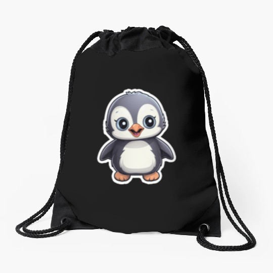 Penguin Famila, Cute Penguin, Penguin logo Drawstring Bags