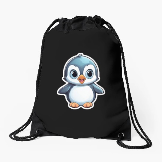 Penguin Famila, Cute Penguin, Penguin logo Drawstring Bags