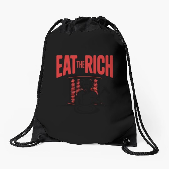 Eat The Rich Döner Kebab Satirical Design Drawstring Bags