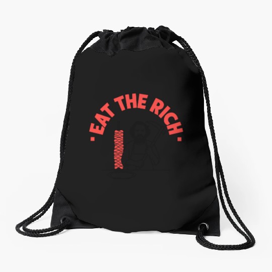 Eat The Rich Döner Kebab Satirical Design Drawstring Bags