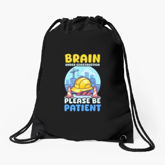 Depression Awareness Brain Under Construction Drawstring Bags
