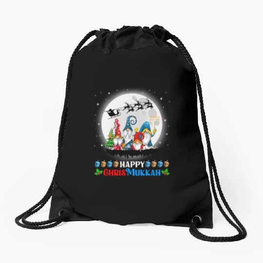 Happy Chrismukkah Gnomes Christmas Hanukkah Drawstring Bags