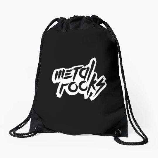 Heavy Metal Rocks Hard Rock Music Text Quote Logo Drawstring Bags