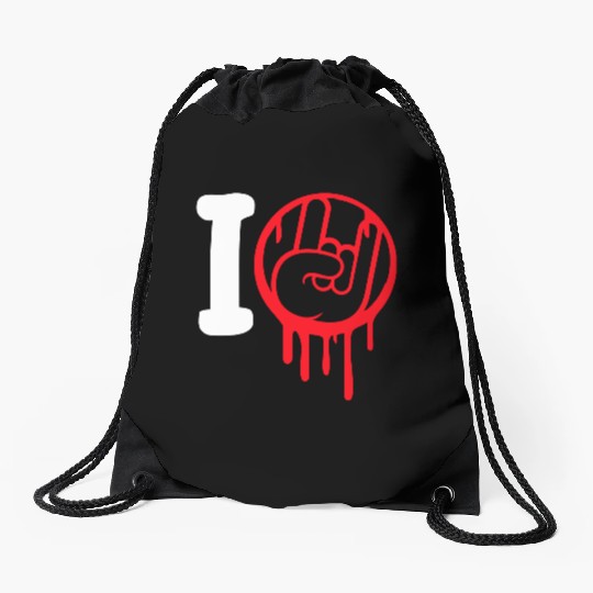 I Love Heavy Metal Hard Rock Music Graffiti Heart Drawstring Bags