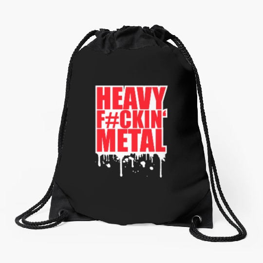 Heavy F#ckin' Metal Hard Rock Music Graffiti Spray Drawstring Bags
