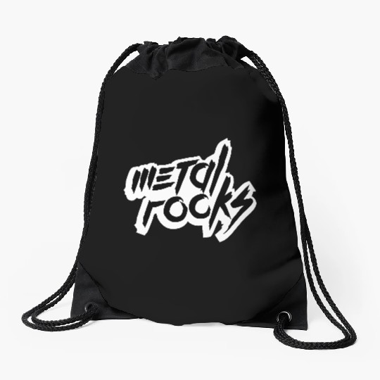 Heavy Metal Rocks Hard Rock Music Text Quote Logo Drawstring Bags