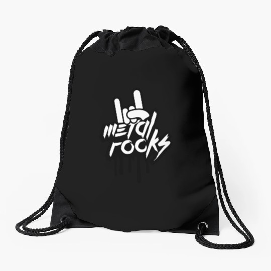 Heavy metal rocks graffiti spray drop hand gesture Drawstring Bags