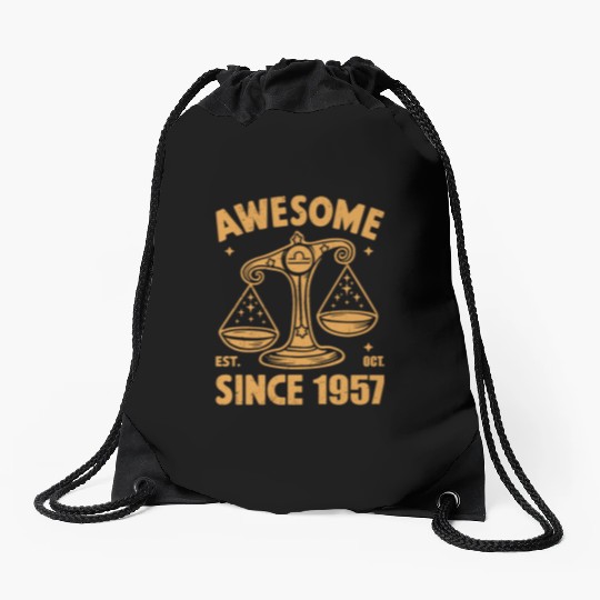 Awesome Since 1957 Libra Zodiac Birthday October Drawstring Bags