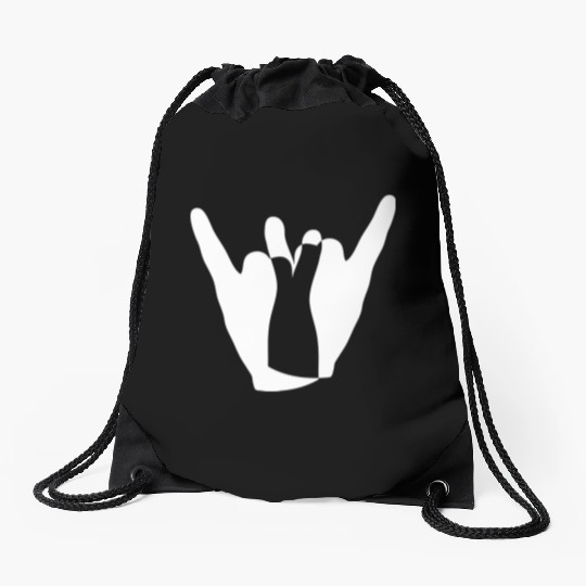 Two heavy metal hard rock horn finger hand gesture Drawstring Bags