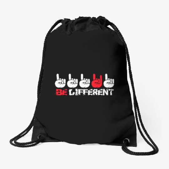 5 Be Different Heavy Metal Hard Rock Hand Gestures Drawstring Bags