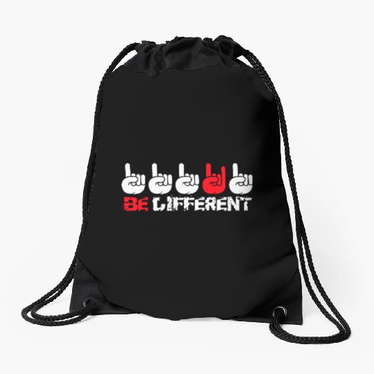 5 Be Different Heavy Metal Hard Rock Hand Gestures Drawstring Bags