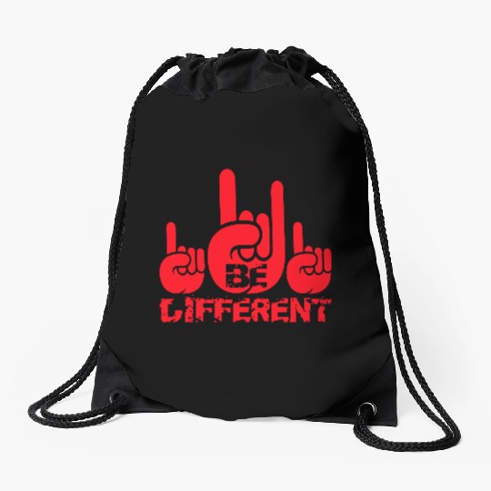 3 Be Different Heavy Metal Hard Rock Hand Gesture Drawstring Bags