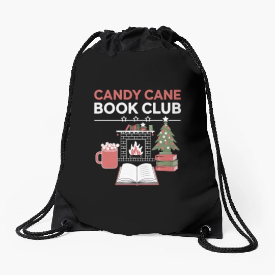 Bookish Christmas Candy Cane Book Club Bookish Drawstring Bags