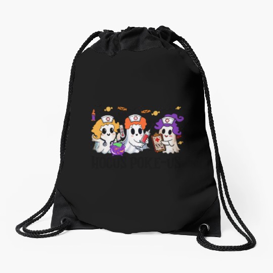 Hocus Poke us Witch Nurse Halloween Drawstring Bags