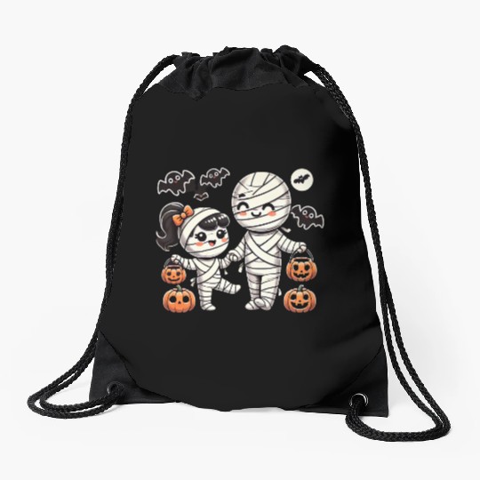 Kawaii Mummy Family Trick-or-Treat Halloween Fun Drawstring Bags