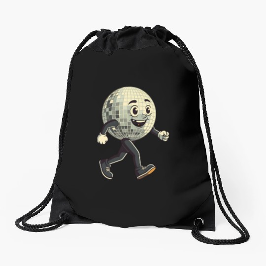 Disco Ball Walking - Retro Funk in Motion Drawstring Bags