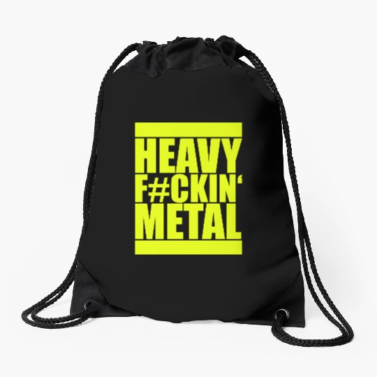 Heavy F#ckin' Metal Hard Rock Fun Music Text Quote Drawstring Bags