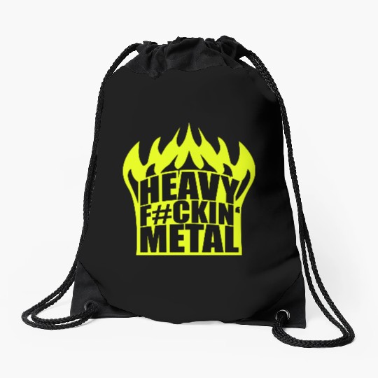 Heavy F#ckin' Metal Hard Rock Fun Music Text Quote Drawstring Bags