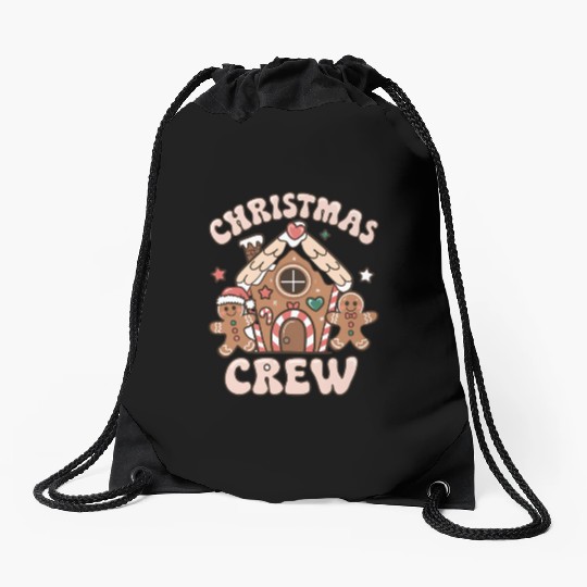 Christmas Crew Gingerbread Drawstring Bags