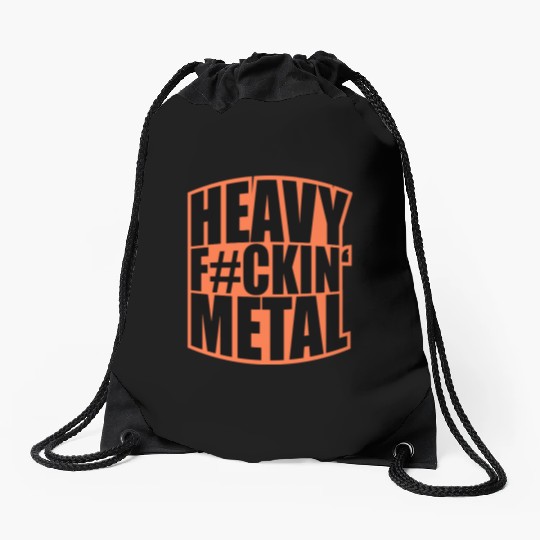 Heavy F#ckin' Metal Hard Rock Fun Music Text Quote Drawstring Bags