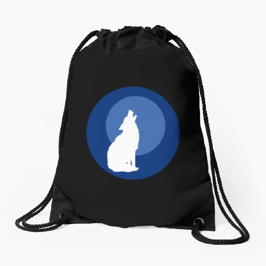 Wolf Moon Nature Vector Drawstring Bags