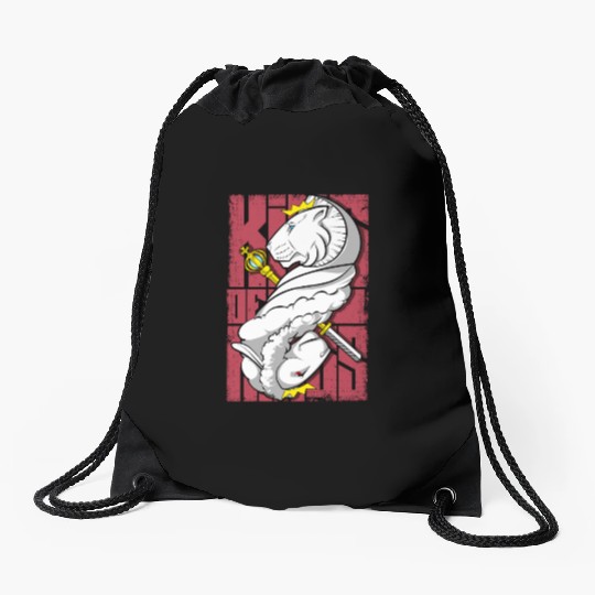 Lion King and the Holy Lamb Christian Art Drawstring Bags