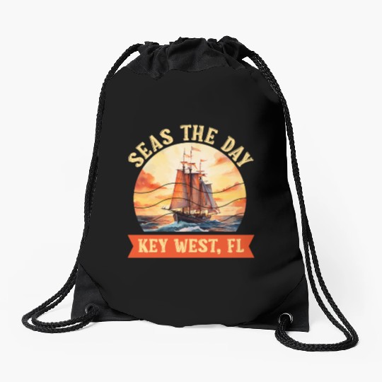 Florida Keys SEAS THE DAY IN KEY-WEST FLORIDA Drawstring Bags