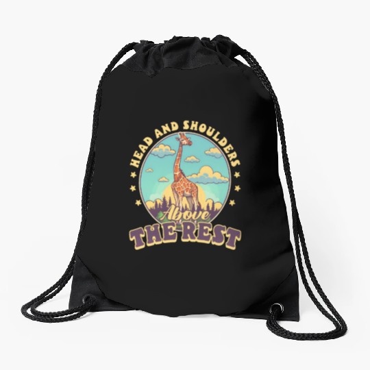 Giraffe Head And Shoulders Above The Rest Drawstring Bags