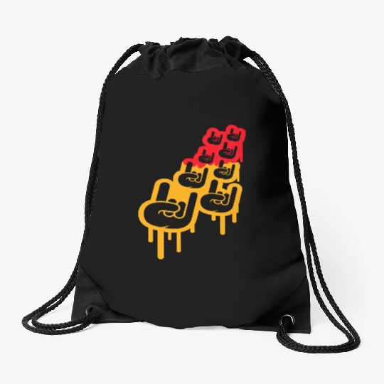 Heavy metal graffiti drop horn finger hand gesture Drawstring Bags