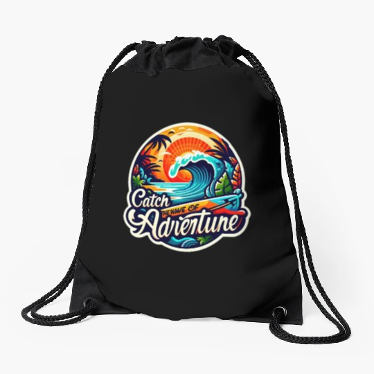 Wanderlust Waves Drawstring Bags
