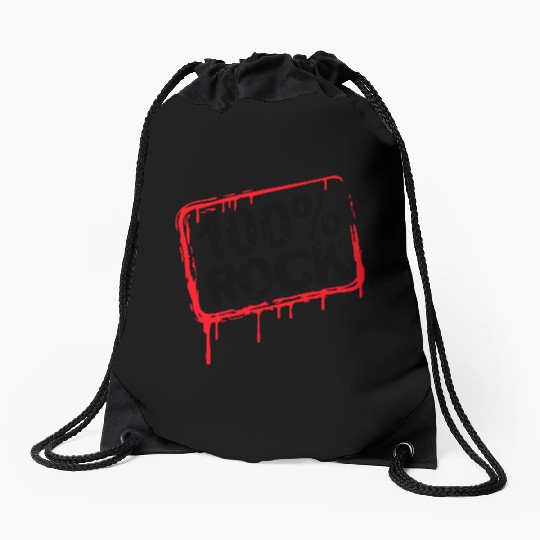 100 % Percent Rock Heavy Metal Music Text Logo Drawstring Bags