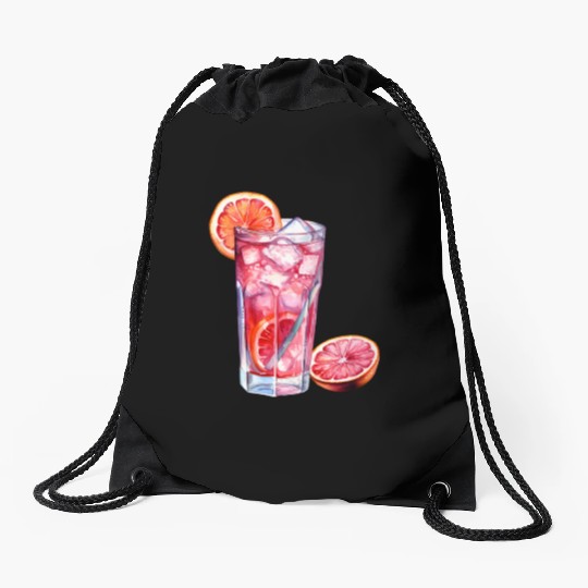 Grapefruit Citrus Cocktail Drawstring Bags