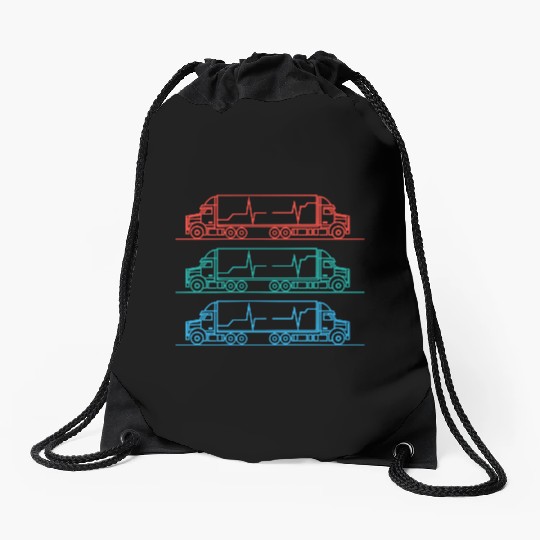 Truck driver heart beat Trucker Funny Truck Driver Drawstring Bags