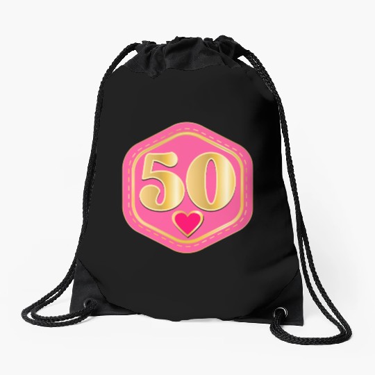50th Anniversary - Heart Number Drawstring Bags