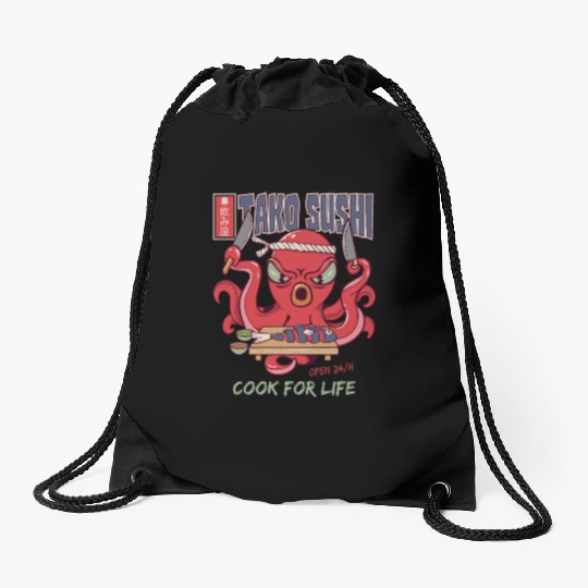 Octopus Sushi Bar Raw fish roll Takoyaki Drawstring Bags