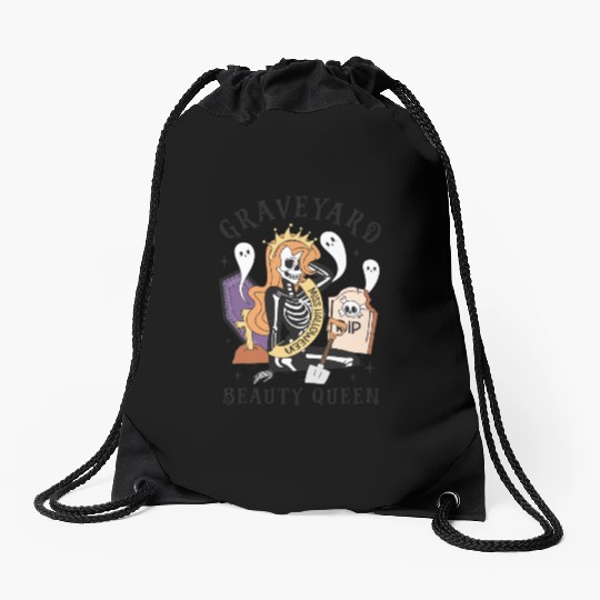 Graveyard Beauty Queen: Spooky & Funny Halloween Drawstring Bags