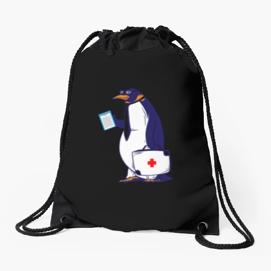 Penguin Doctor, Penguin Famila, funny penguin Drawstring Bags