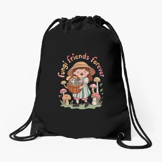 Fungi Friends Forever Drawstring Bags