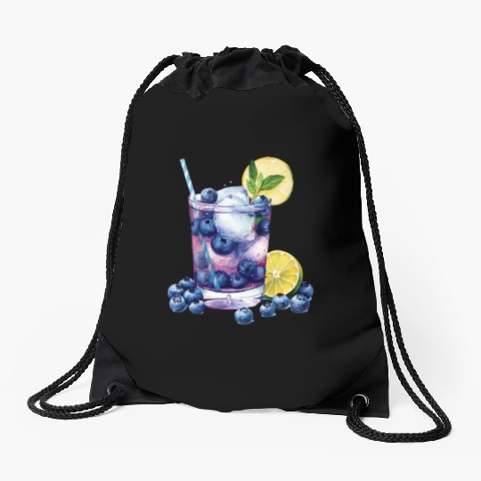 Blueberry Lemon Cocktail Drawstring Bags
