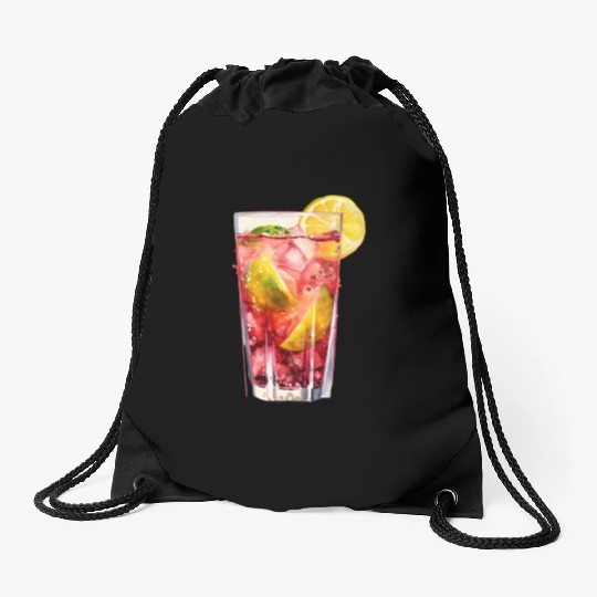 Citrus Berry Cocktail Drawstring Bags