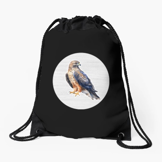 Hawk Watercolor Drawing Drawstring Bags