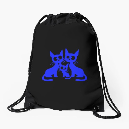 Crazy cat mom dad kitten child kitten family team Drawstring Bags