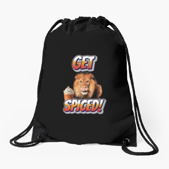 Fierce Lion 'Get Spiced!' Pumpkin Spice Fall Desig Drawstring Bags