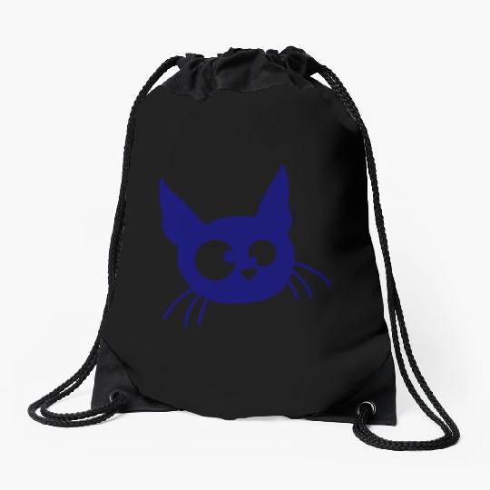 Crazy Cat Squinting Funny Eyes Grimace Fun Cartoon Drawstring Bags