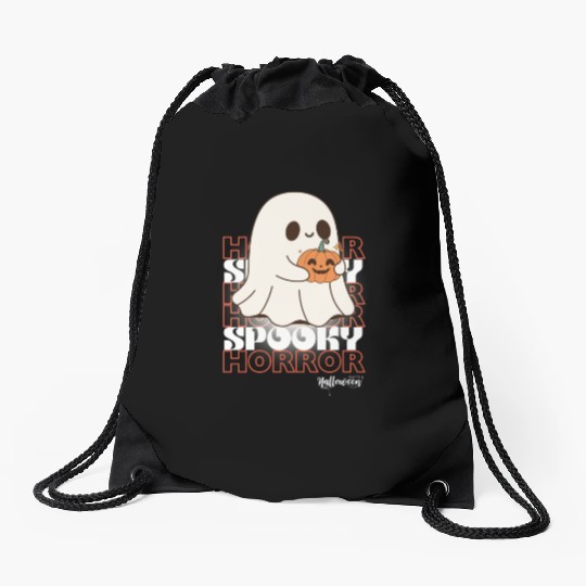 Black And White Modern Halloween Drawstring Bags