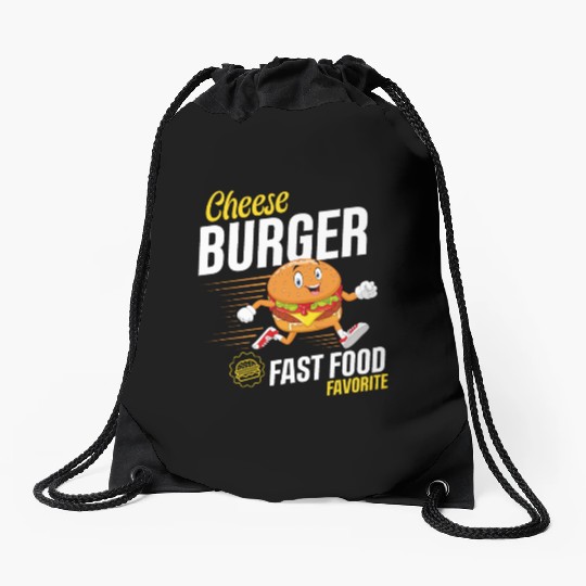 Running Hamburger Cheese Burger Fast Food Favorite Drawstring Bags