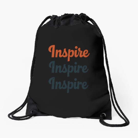 Inspire Retro Typography Drawstring Bags