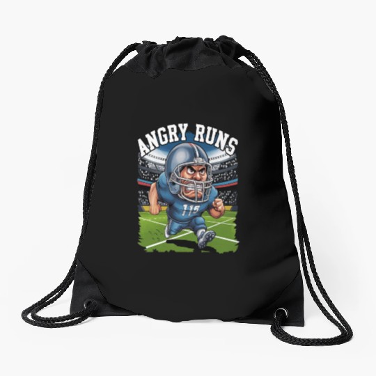 Angry runs Drawstring Bags