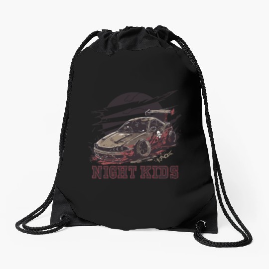 Trashy JDM Street Racer Night Kids Drawstring Bags